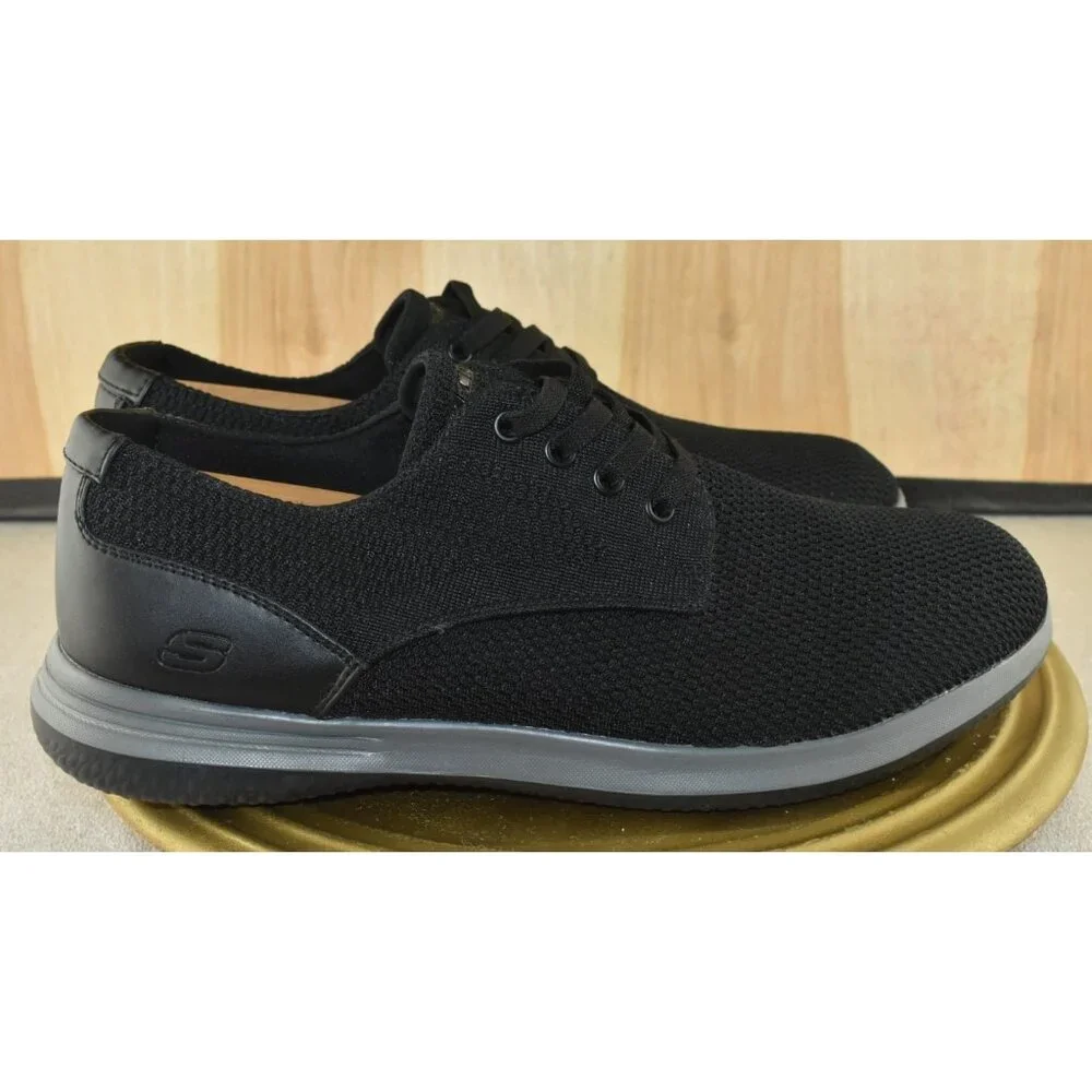 Skechers Darlow Velago Men Shoes Size 11 Black Knit Oxford Casual Round‎ Toe